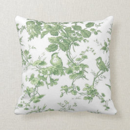 Almofada Campo francês Cottage Vintage Green Toile Ênfase