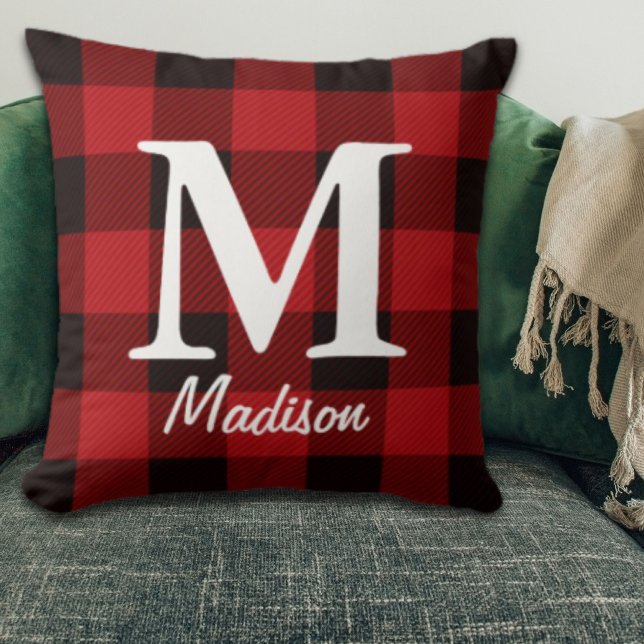 Almofada Campo Natal Red Buffalo Xadrez Lumberjack (Country Christmas Red buffalo Plaid lumberjack Throw Pillow)