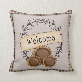 Almofada Campo Primitivo de Sunflower Welcome Wreath