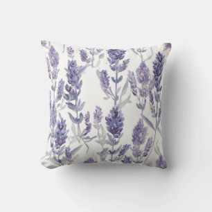 Almofada Campos de Lavanda Padrão de Flor de Aquarela Rox