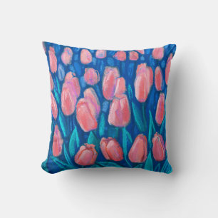 Almofada Campos De Tulipas, Flores De Mola Vermelha De Arte