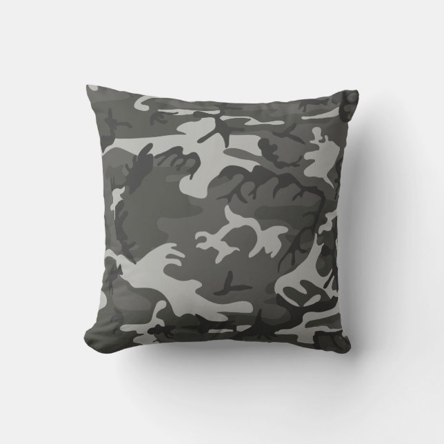 Almofada Camuflagem Abstrata Cinza Moderna (Frente)