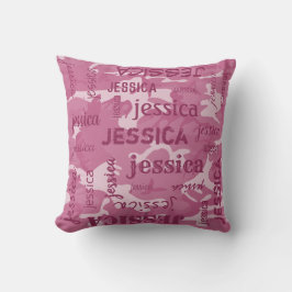 Almofada Camuflagem Nome Personalizado Mais Curto Rosa