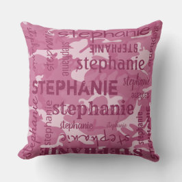 Almofada Camuflagem Personalizada Nome Mais Longo Rosa
