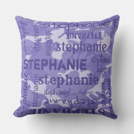 Almofada Camuflagem Personalizada Nome Mais Longo Roxo