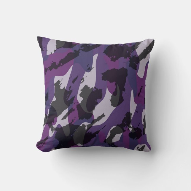 Almofada Camuflagem Roxa Abstrata (Frente)