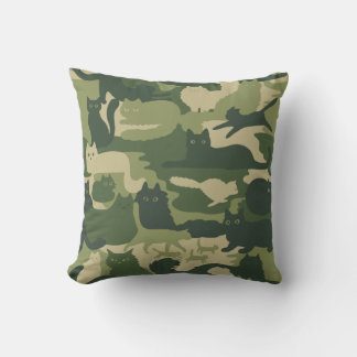 Almofada Camuflagem Verde Gatos Padrões Gatinhos Legal Camo