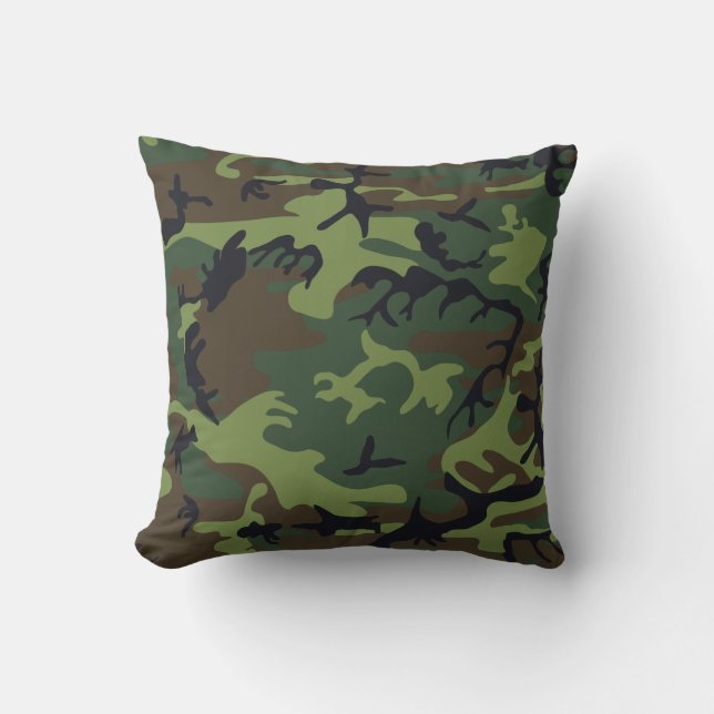 Almofada Camuflagem Verde, Marrom e Preto (Frente)