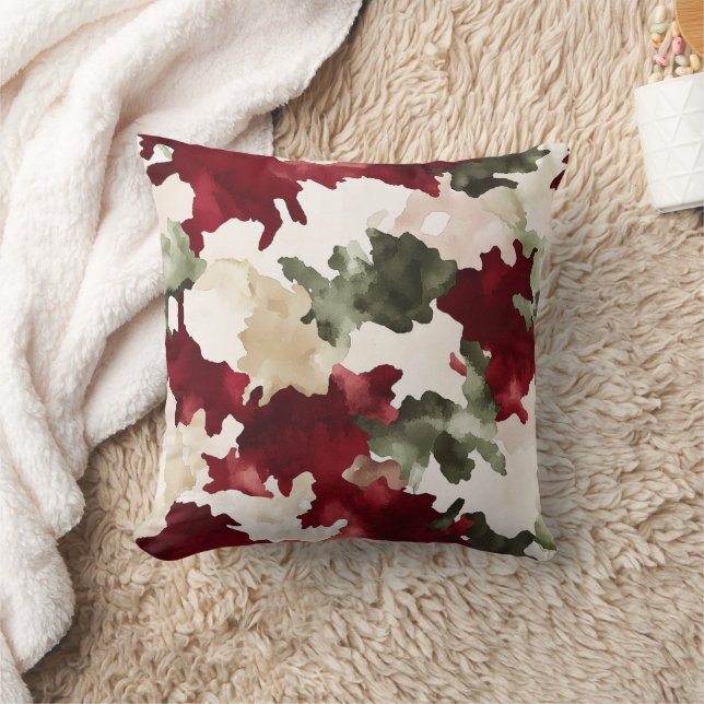 Almofada Camuflagem Vermelho Verde Creme (Cobertor)