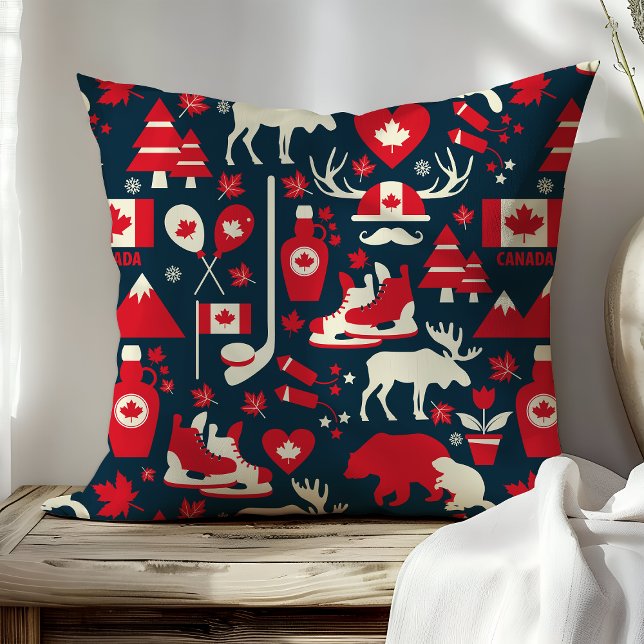 Almofada Canadá Natal Canadense Inverno Alce Padrão (Criador carregado)