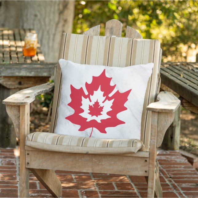 Almofada Canadense Maple Leaf Marble Red e White Patriotic (Cadeira)