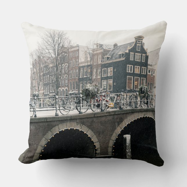Almofada Canal em Amsterdã no inverno (Frente)
