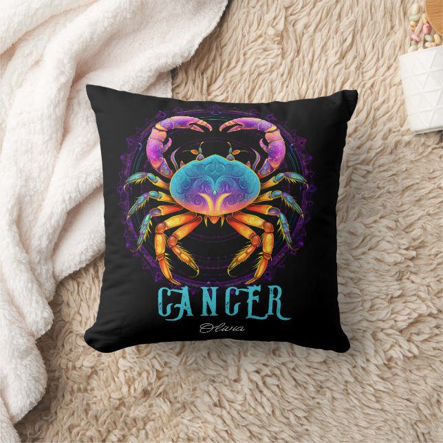 Almofada Cancer de Arte Psicodélica Nome Zodiac (Cobertor)
