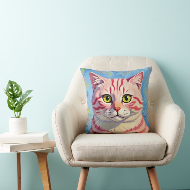 Almofada “Candice” A Cherry Striped Mystique – Cat Portrait (Cadeira)