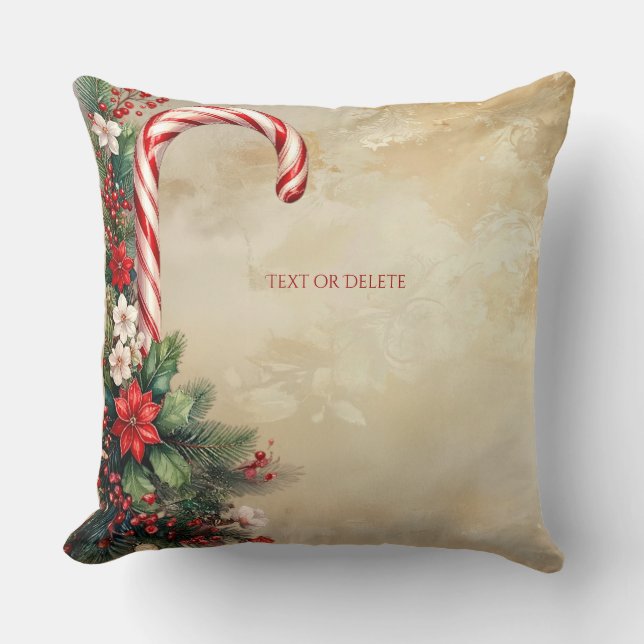 Almofada Candy Cane Christmas Holiday Throw Pillow (Frente)