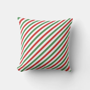Almofada Candy Cane Christmas Strips Red Green