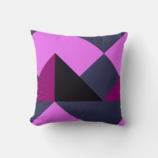 Almofada Candy Pink, Eggplant, blue, and jaguar geometric (Frente)