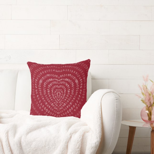Almofada Candy Red Concentric White Hearts Boho (Sofá)