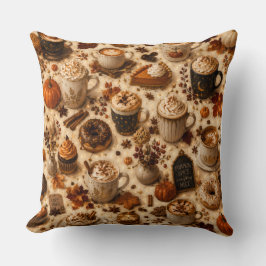 Almofada Caneca de Café Cozy Pumpkin Spice | Outono Latte d