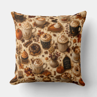 Almofada Caneca de Café Cozy Pumpkin Spice | Outono Latte d