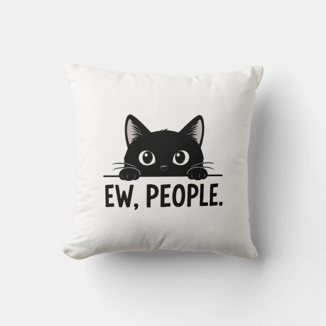 Almofada Caneca de Café de Gato Preto Engraçado "Eca, PESSO (Frente)