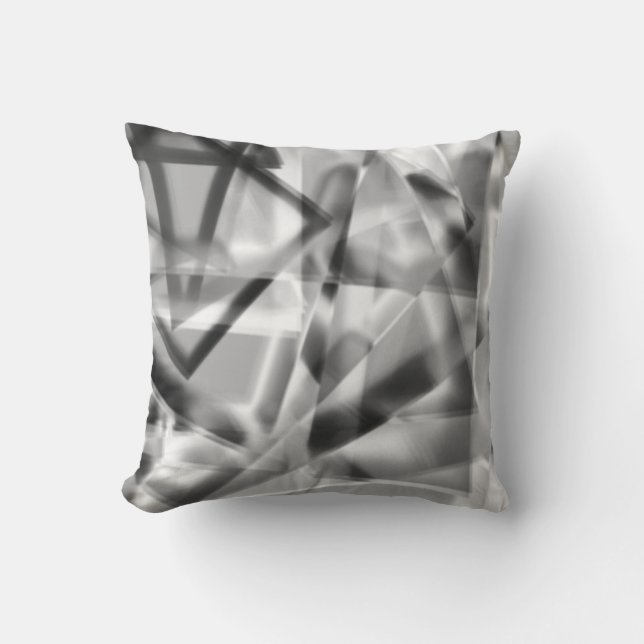 Almofada Canto de pedaços quadrados de acrílico, cinzas a b (Frente)