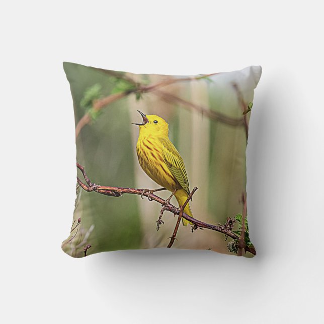 Almofada Cantor amarelo de Warbler (Frente)