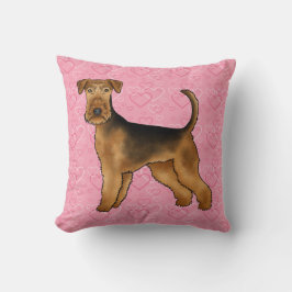 Almofada Cão Airedale Terrier Amor Com Padrão de Coração Ro