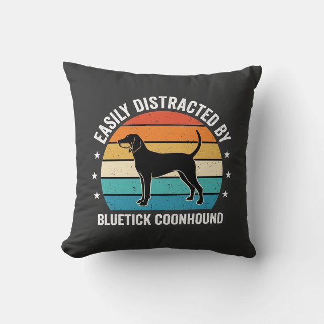 Almofada Cão Bluetick Coonhound Pôr do Sol Retro (Frente)