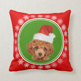 Almofada Cão bonito do chapéu do papai noel do Natal da