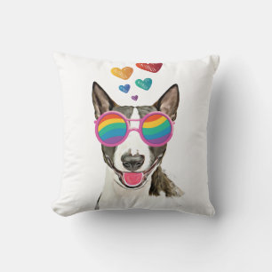 Almofada Cão Bull Terrier com Corações Dia dos Namorados