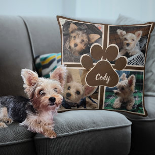 Almofada Cão Cachorro Colagem Foto Colagem de Pet Nome Trav