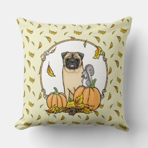 Almofada Cão Cachorro Queda (esmaecido) Pumpkins deixa-se