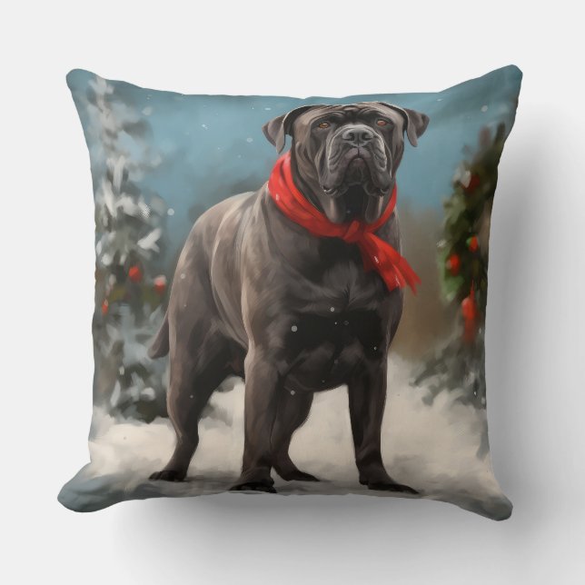 Almofada Cão Cane Corso na Neve Natal  (Frente)