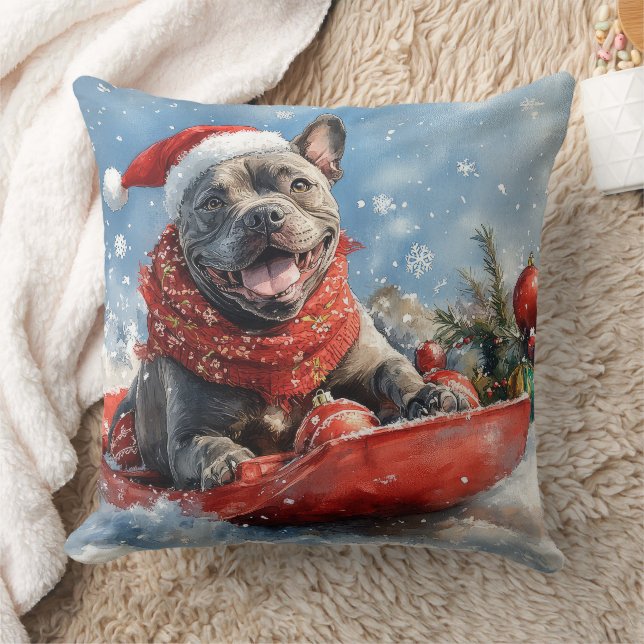 Almofada Cão Corso em Trenó Deixe Nevar Natal (Cobertor)