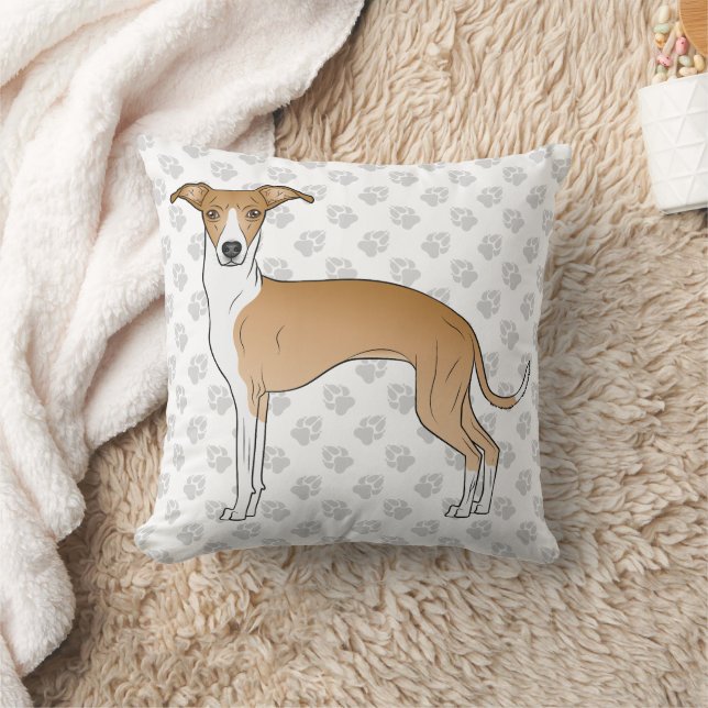 Almofada Cão De Greyhound Italiano Branco E Fawn Com Patas (Cobertor)