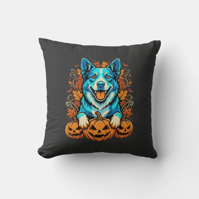 Almofada Cão de Halloween com Abóboras Jack O Lantern_1 (Frente)
