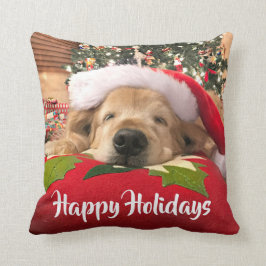 Almofada Cão do golden retriever do Natal adormecido sob a