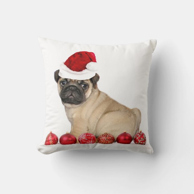 Almofada Cão do Pug do Natal (Frente)