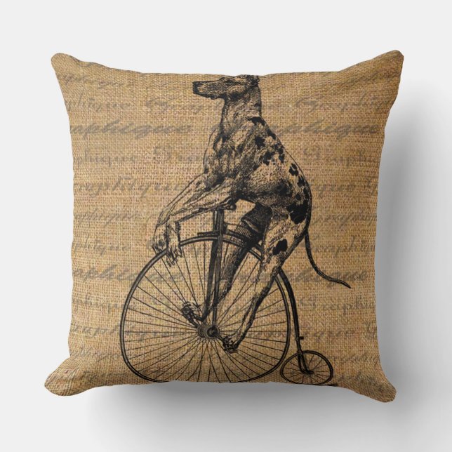 Almofada Cão do vintage no travesseiro da bicicleta (Frente)