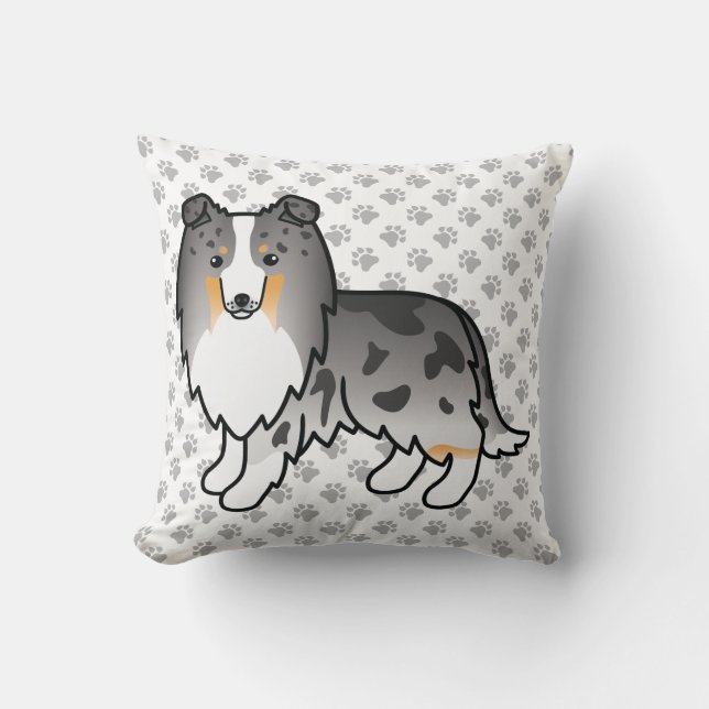 Almofada Cão e patas de cartografia de Sheepdog Blue Merle  (Frente)