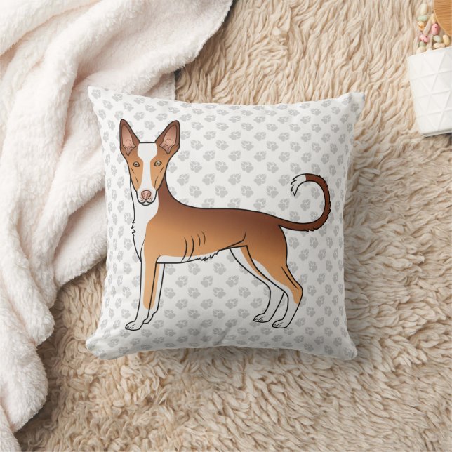 Almofada Cão Ibizan Hound Vermelho e Branco de Pelo Liso e  (Cobertor)