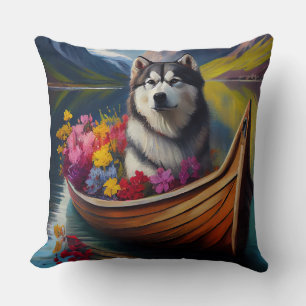 Almofada Cão Malamute do Alasca em Paddle: Uma Aventura Cên