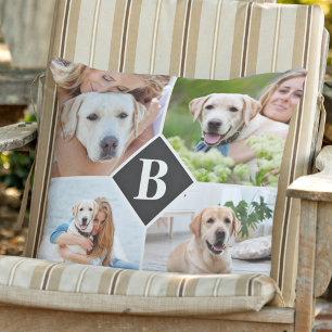 Almofada Cão Monograma Personalizado de Colagem de Fotograf