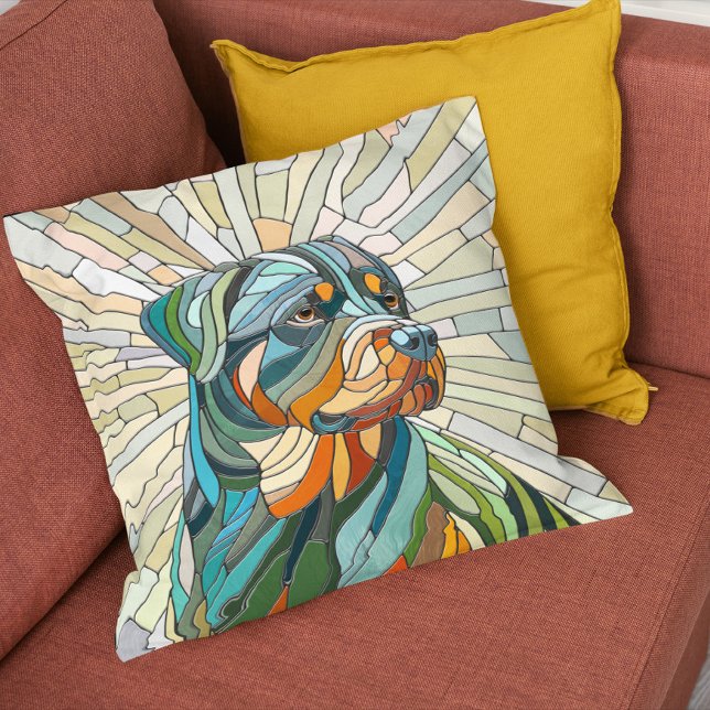 Almofada Cão rottweiler - arte mosaica (Criador carregado)