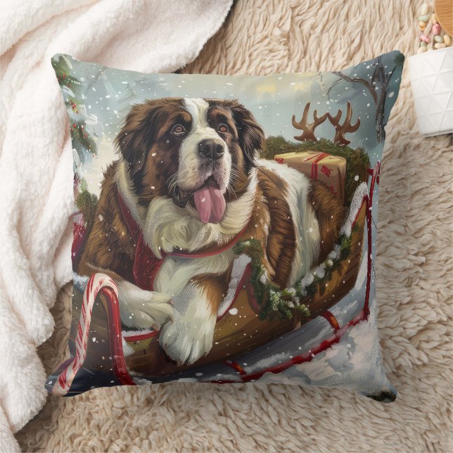 Almofada Cão São Bernardo Natal Festivo (Cobertor)