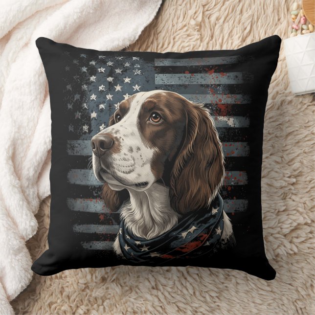 Almofada Cão Springer Spaniel Bandeira Americana (Cobertor)
