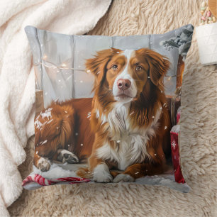 Almofada Cão Toller da Nova Escócia Festa de Natal