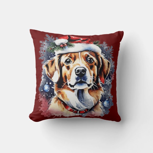 Almofada Cãozinho bonitinho de Natal (Frente)