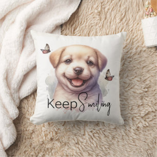 Almofada Cãozinho Bonito Continue Sorrindo Personalizado
